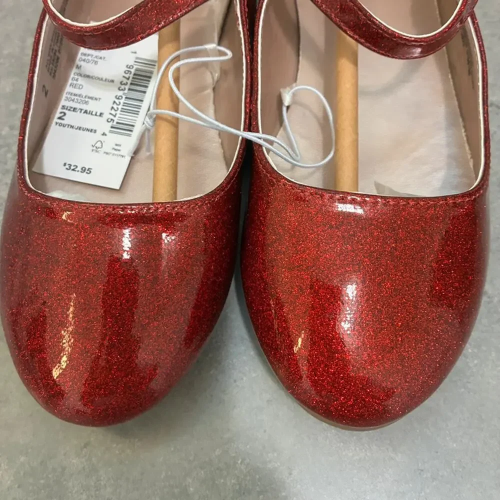 NWT The Children's Place Sparkly Red Mary Jane's Size 2